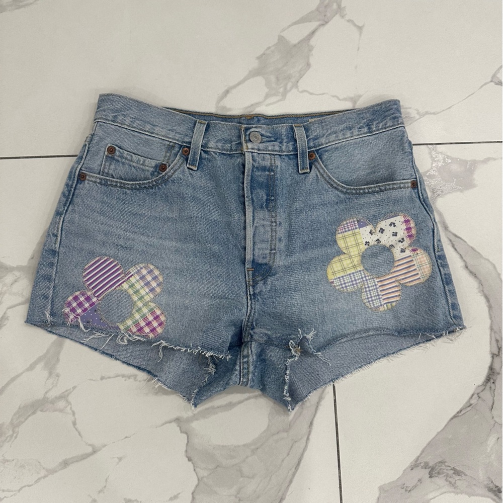 Levi's Premium 150 Anniversary Shorts Women Sz 29 501 Original Fit Patched Big E